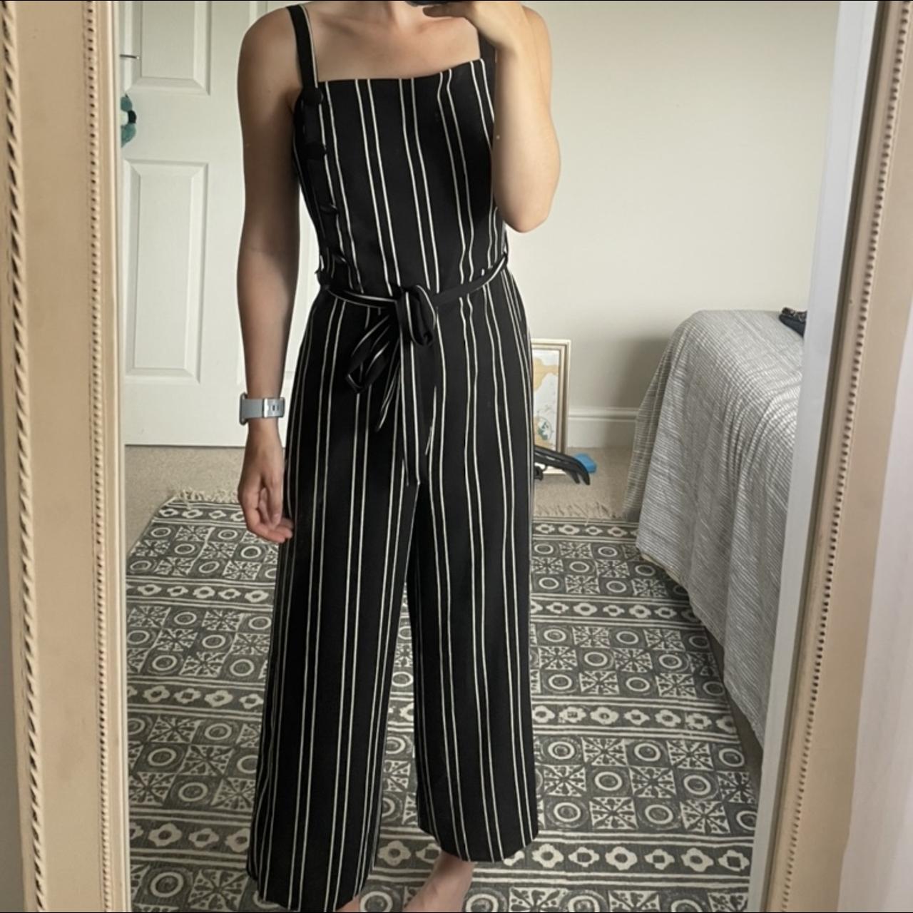 Primark black and outlet white striped jumpsuit