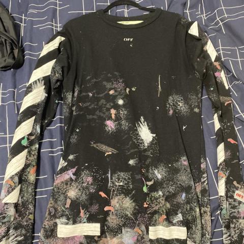 RARE off white long sleeve tshirt , galaxy print ,... - Depop