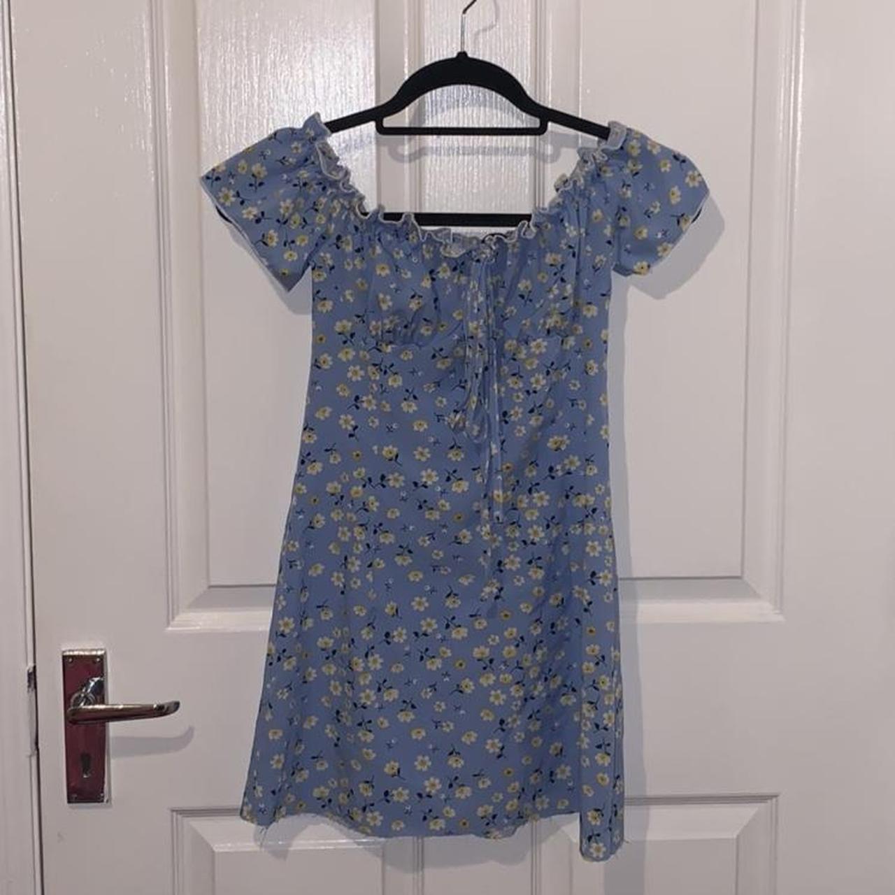 Women's Blue and Yellow Dress Depop