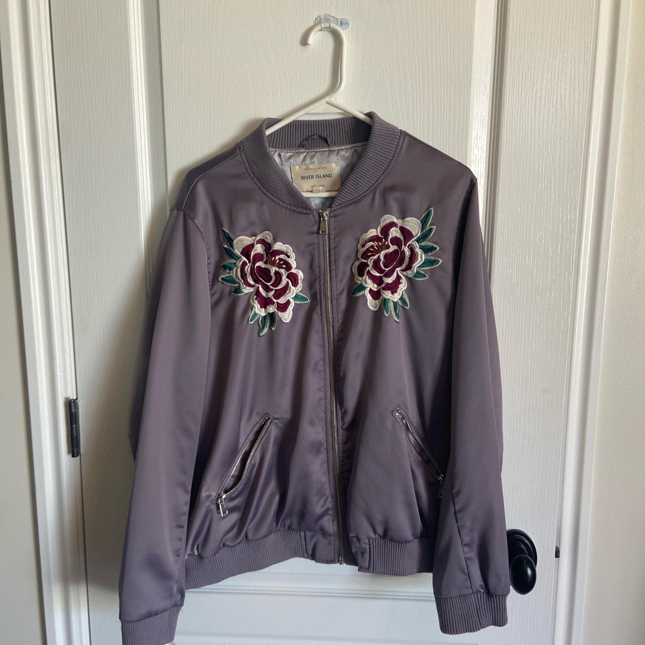 Purple satin bomber jacket 🌺💜 UK 18 Fits like a... - Depop