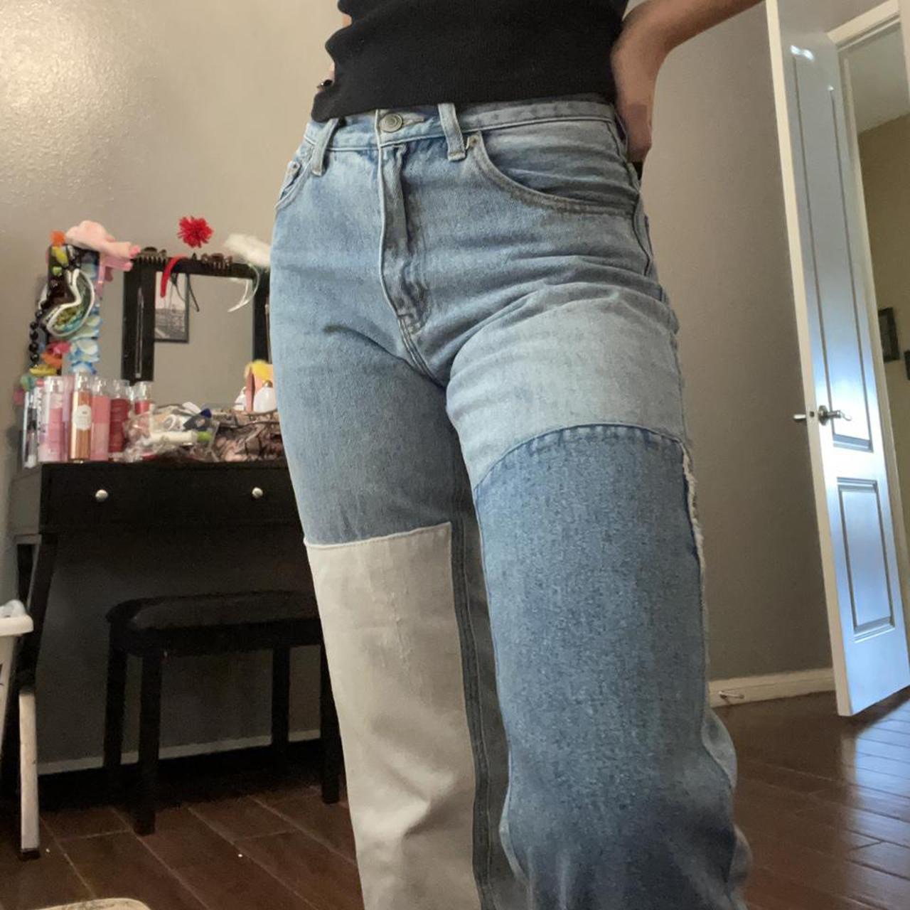 brandy melville kenzo patchwork jeans. raw hem at Depop