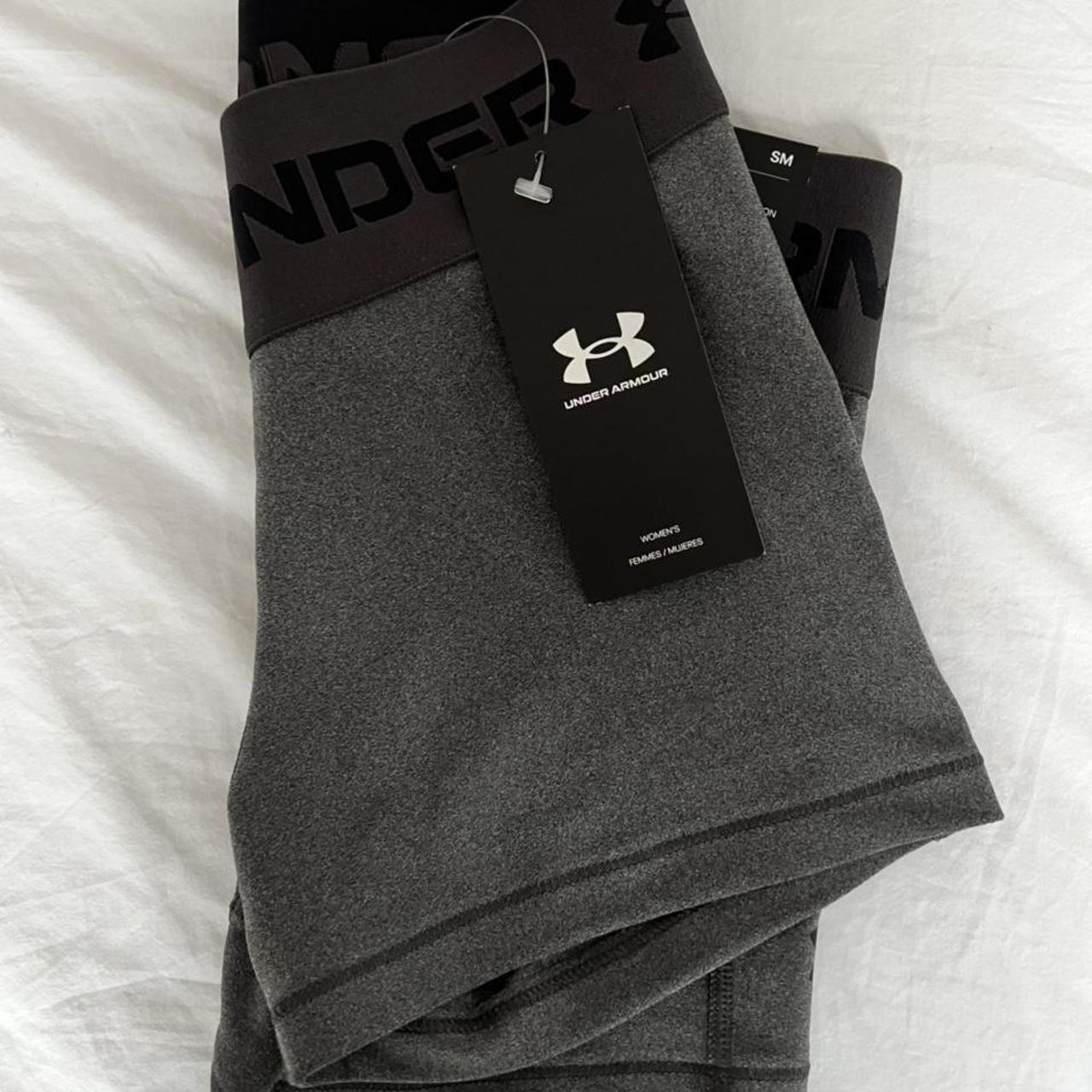 Under armour training heat gear booty shorts in grey...