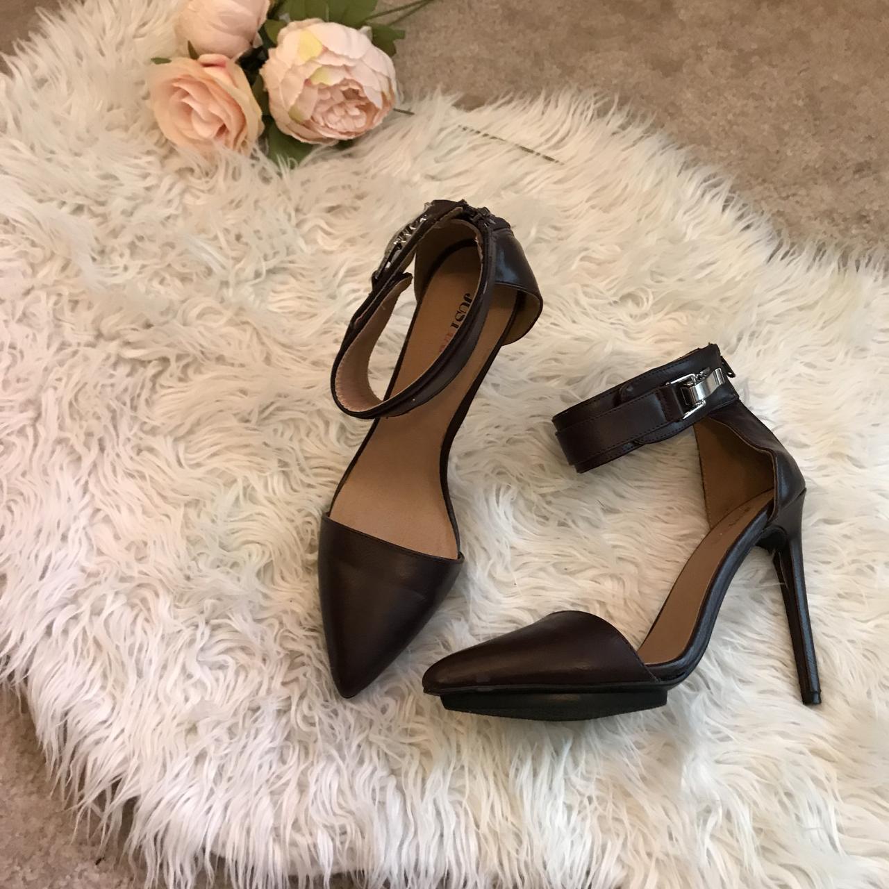 BURGUNDY ANKLE STRAP HEELS New condition Size... - Depop