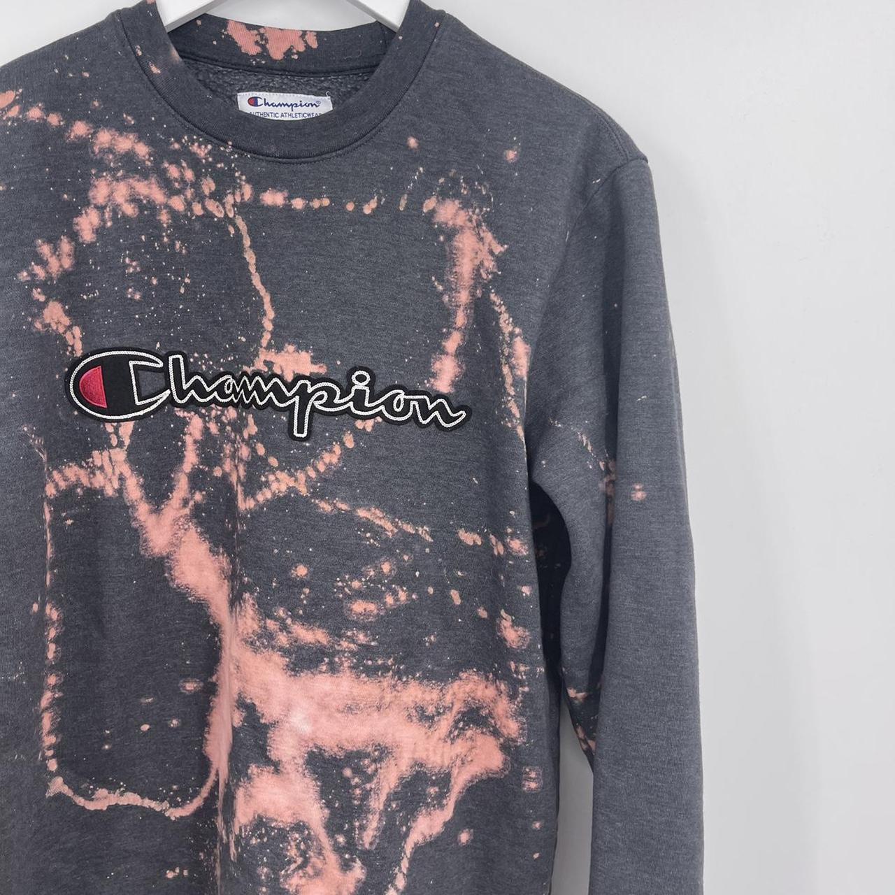 Champion Custom Reverse Dyed Bleach Splatter Graphic Depop