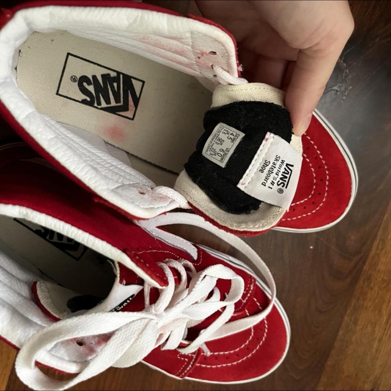 Red high top vans only worn once! Size 6 women’s and... - Depop