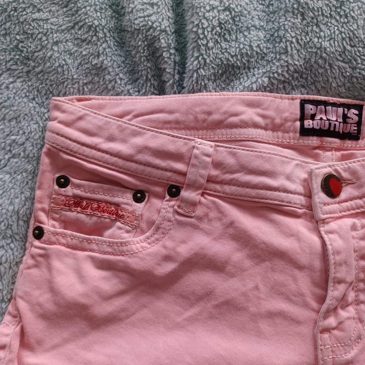 Y2K Paul's boutique pastel pink denim booty shorts /... - Depop