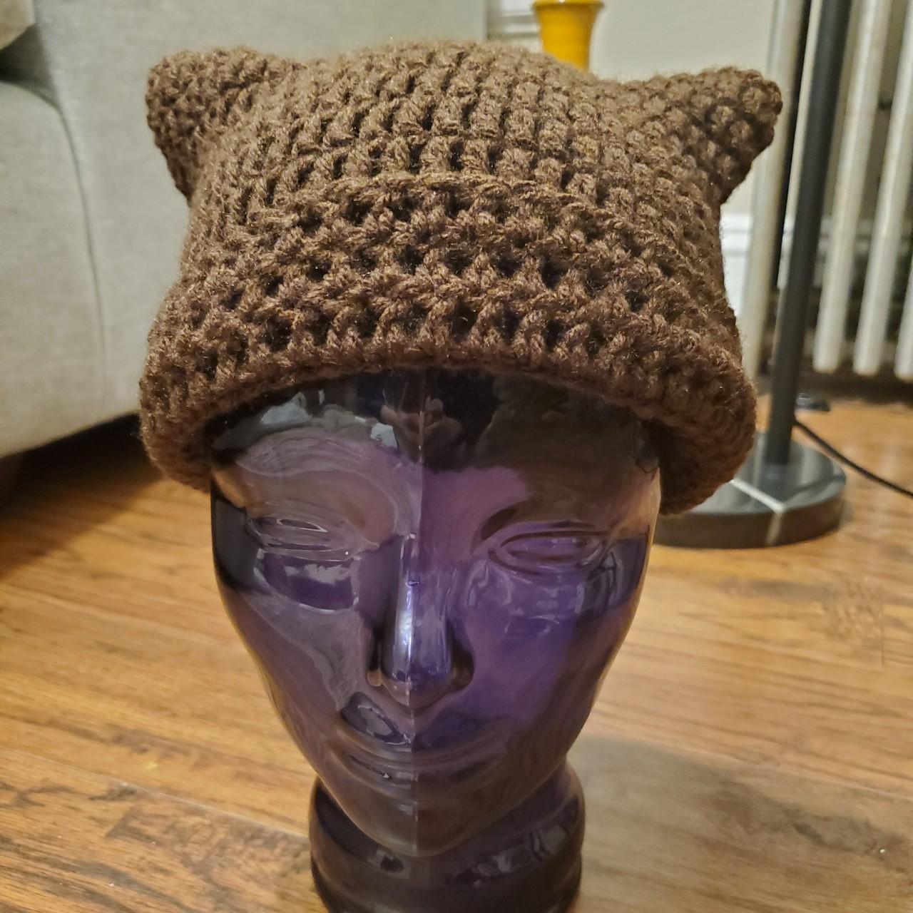 crochet star fuzzy cat hat !! us shipping only 100% - Depop