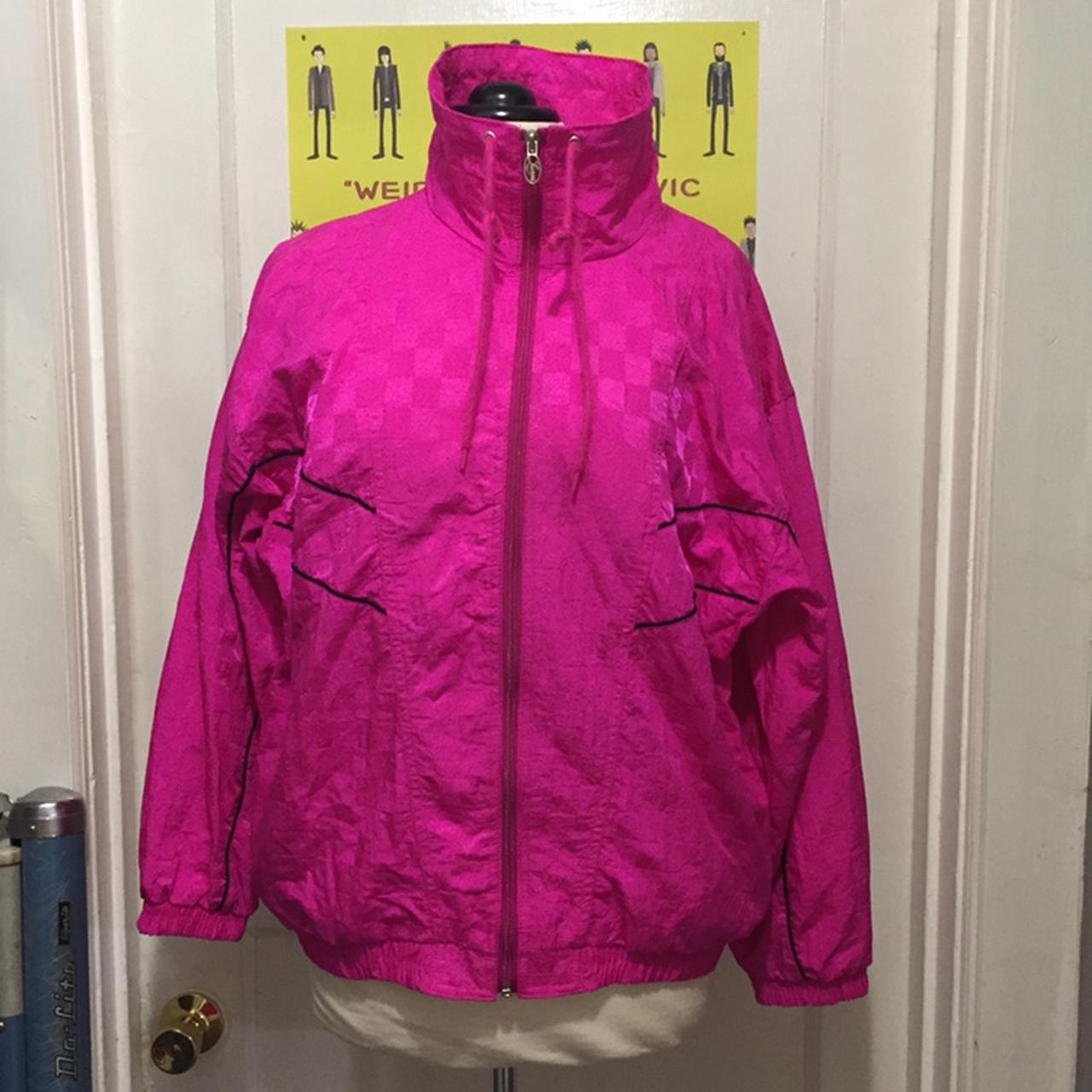 Vintage Neon Pink Windbreaker Jacket By Lavon Size... - Depop