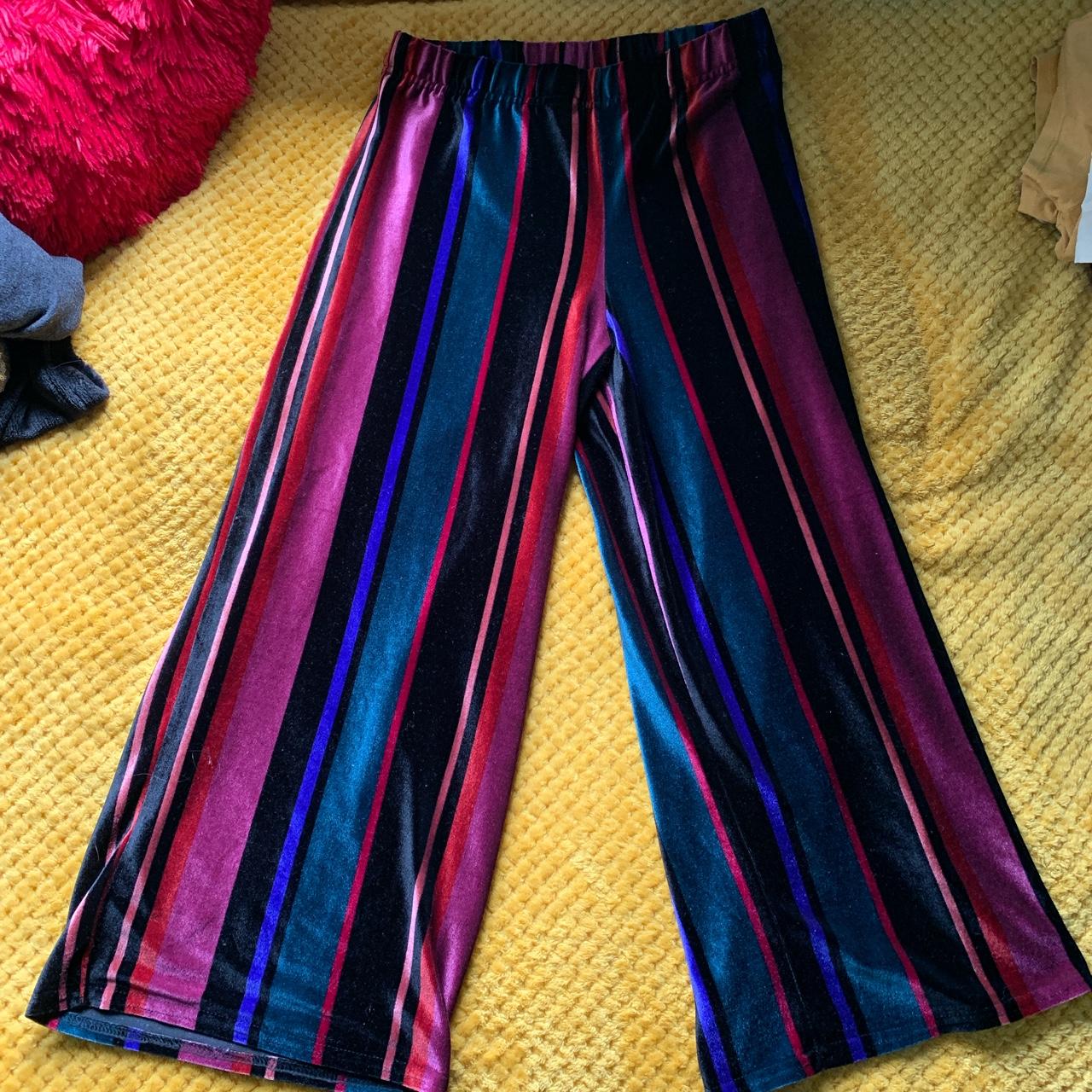 Striped velvet hot sale pants