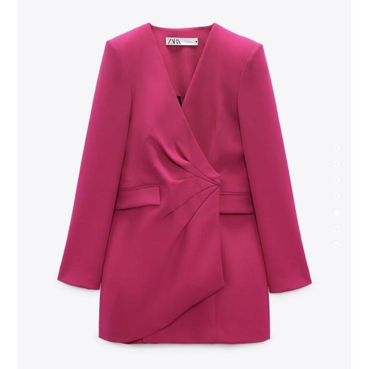 zara pink draped blazer dress