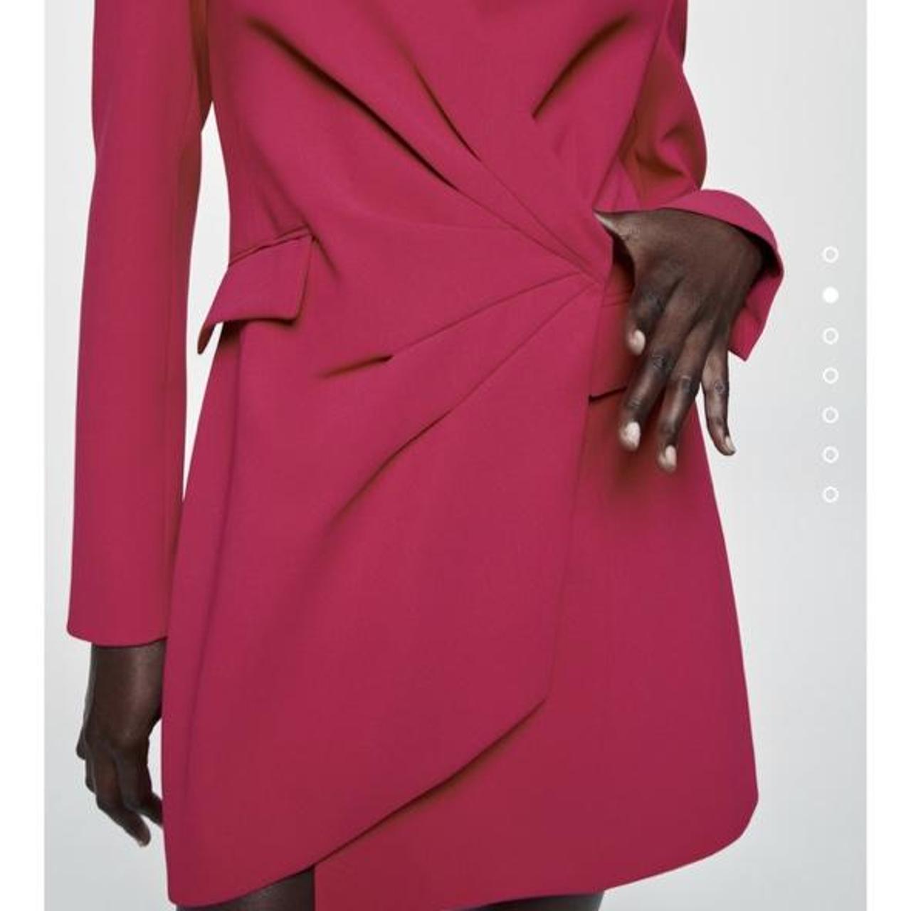 zara pink draped blazer dress