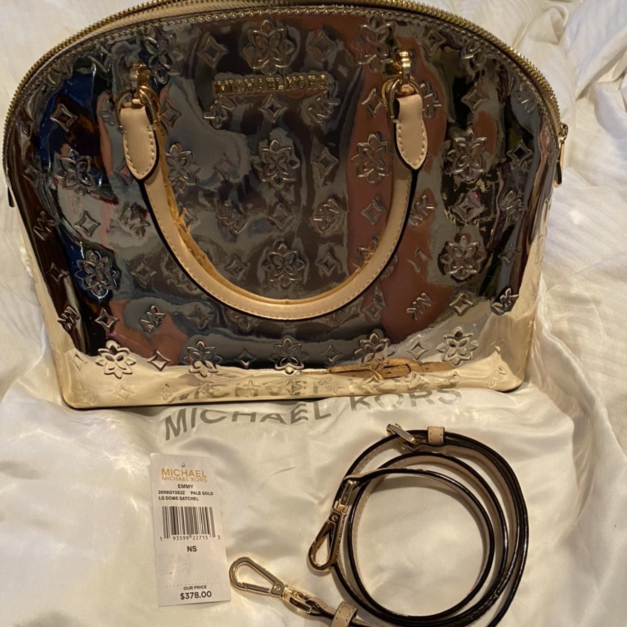 Michael Kors 'Emmy' Pale Gold Leather Dome Satchel, Brand New