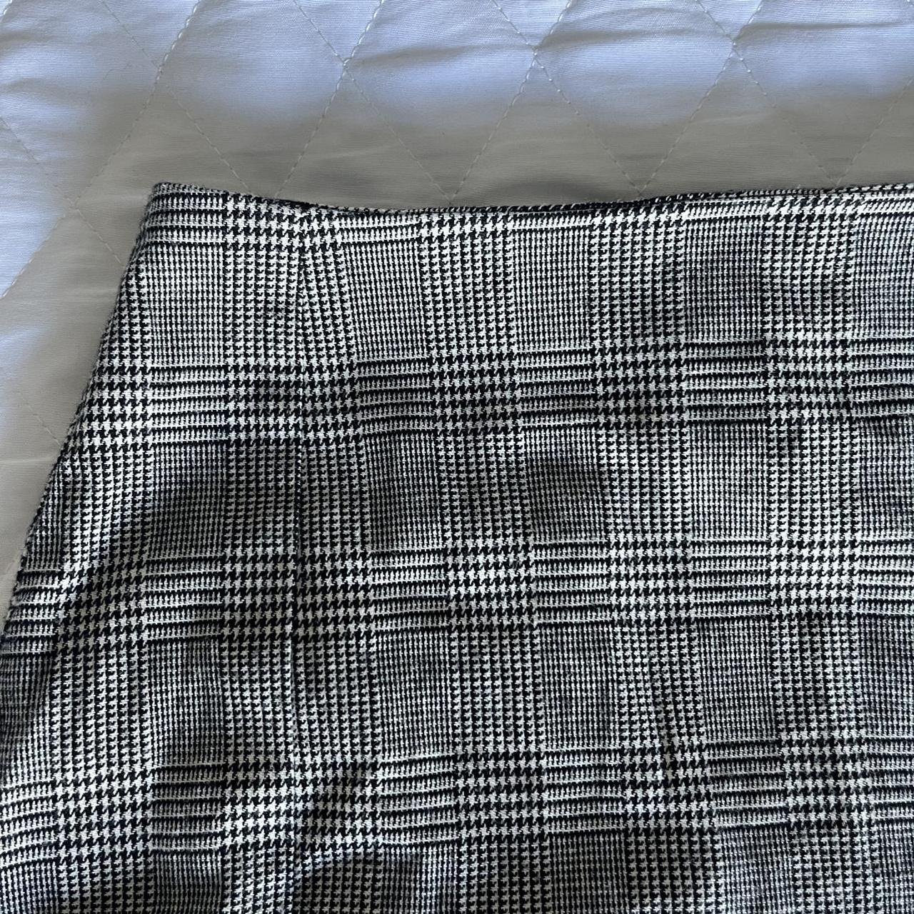 black white grey plaid pencil skirt from brandy... - Depop