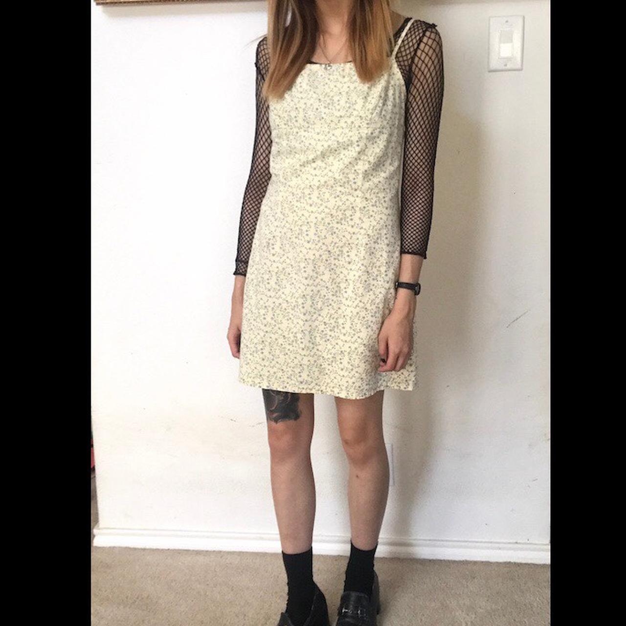 Cutest vintage mini dress! Cream colored with blue... - Depop