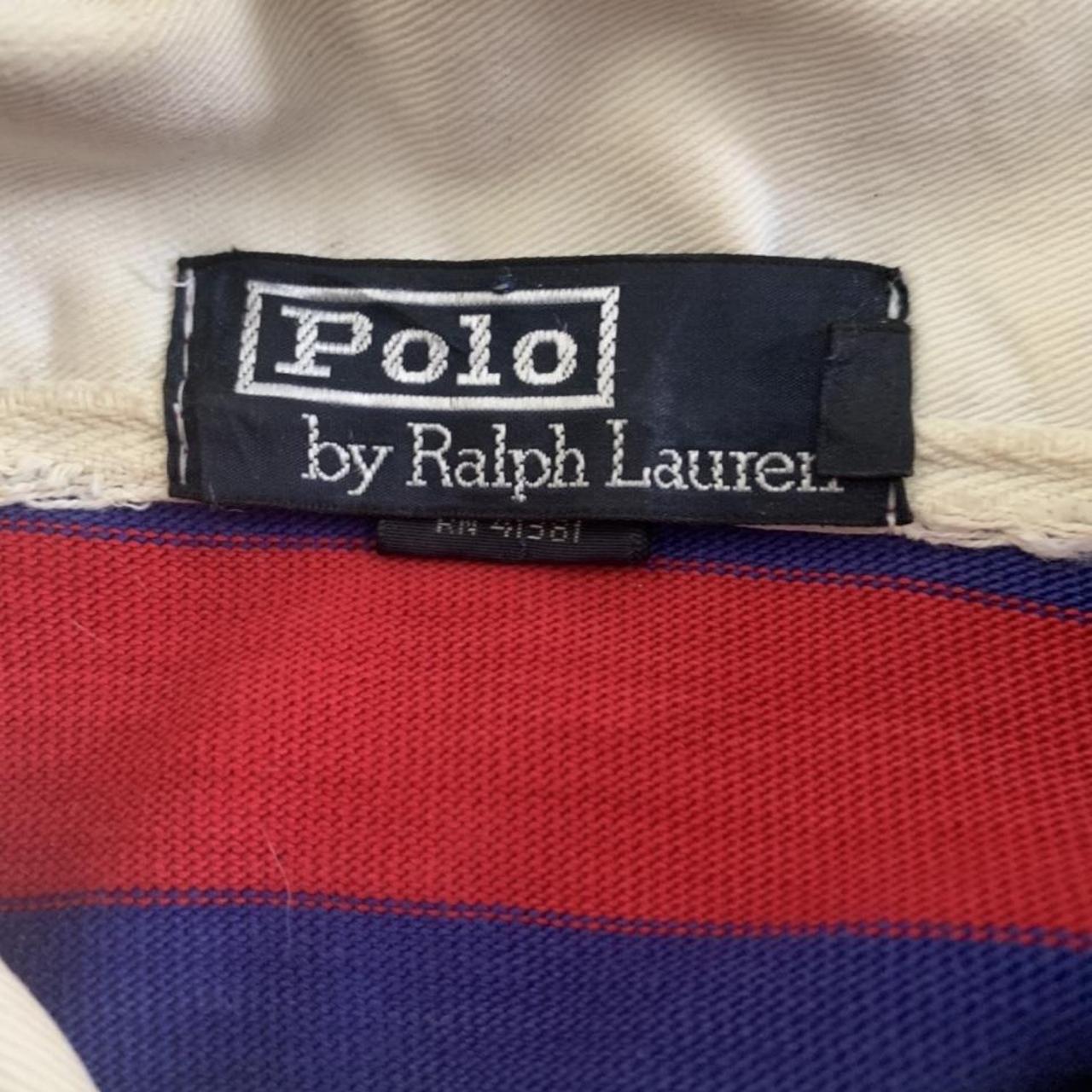 oversized vintage red and blue ralph lauren long... - Depop