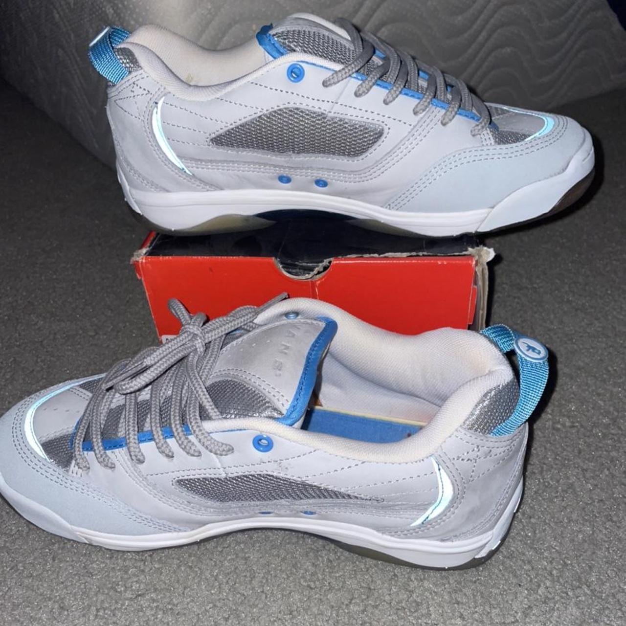 Vans Men's Grey and Blue Trainers | Depop