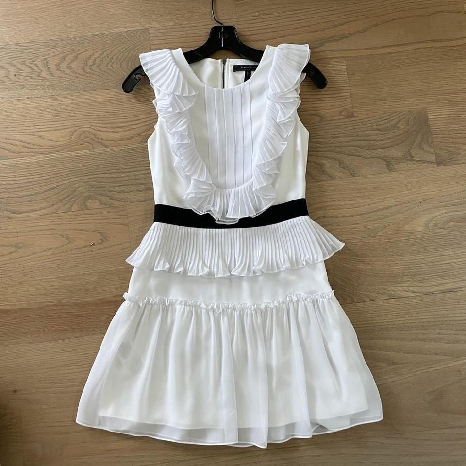 BCBG MaxAzria White Ruffle Dress Size 0 Perfect Depop