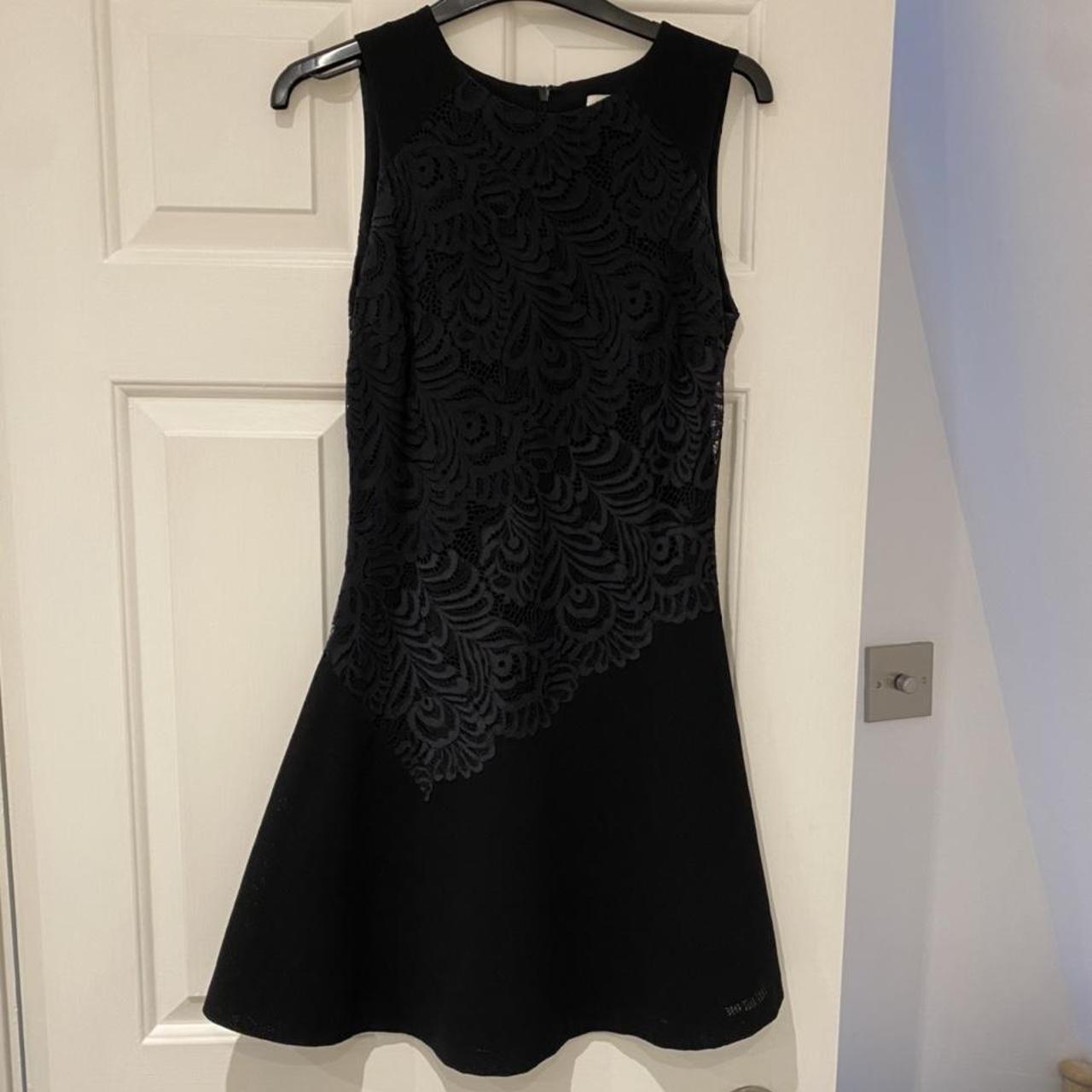 Sandro black dress with lace detail #sandro #lbd... - Depop