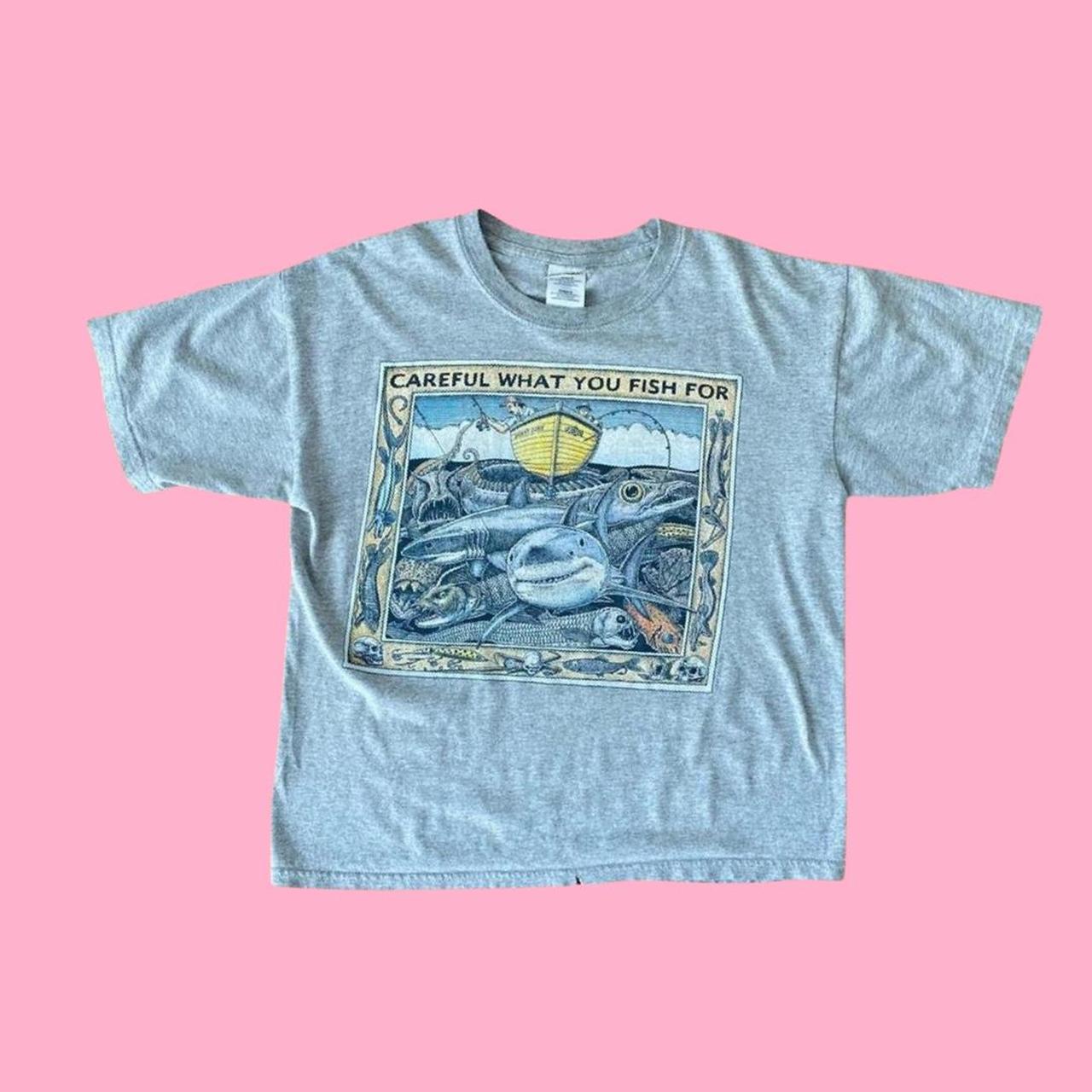 vintage funny fishing graphic t-shirt. “careful what - Depop