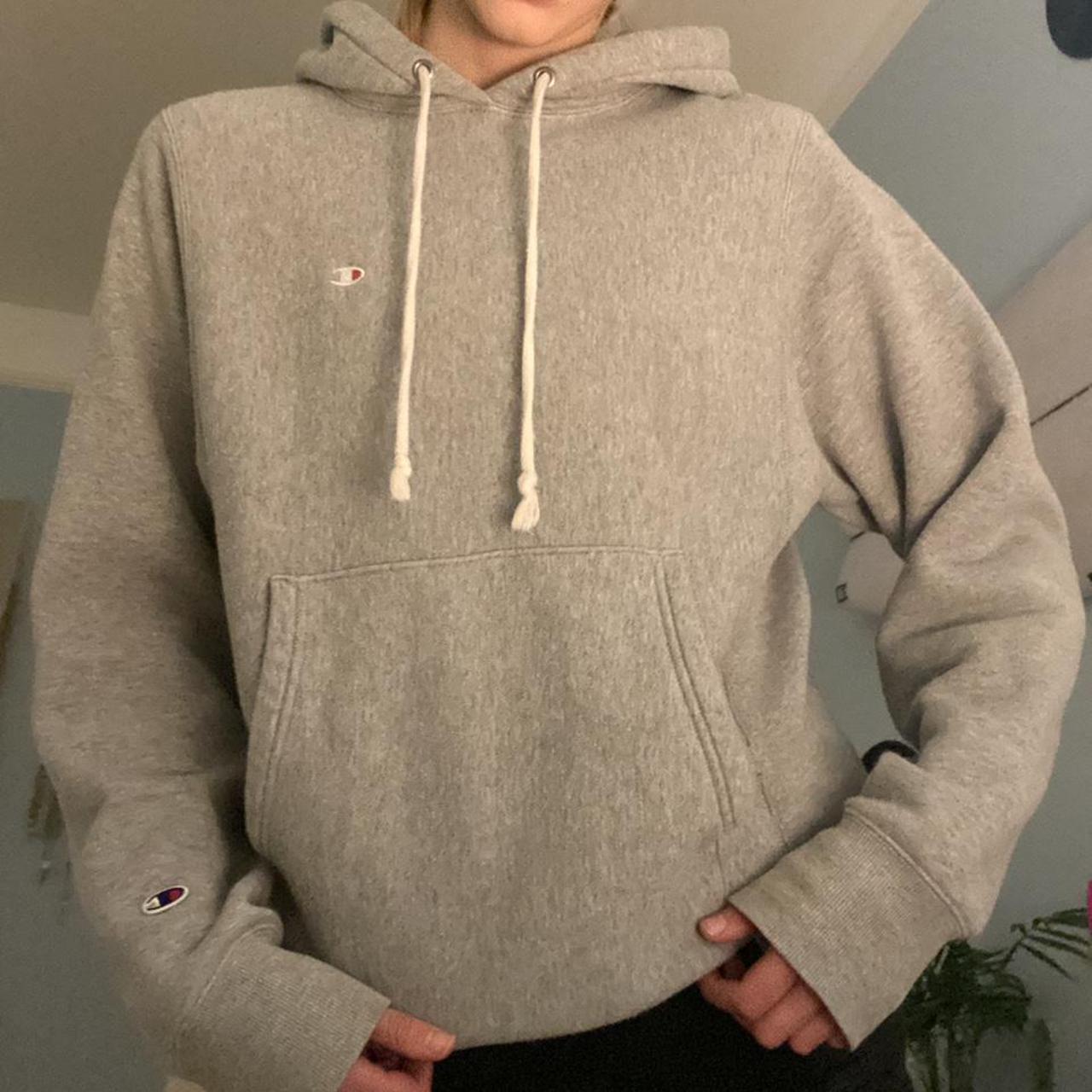 grey champion reverse weave hoodie sizexsmall men’s... Depop