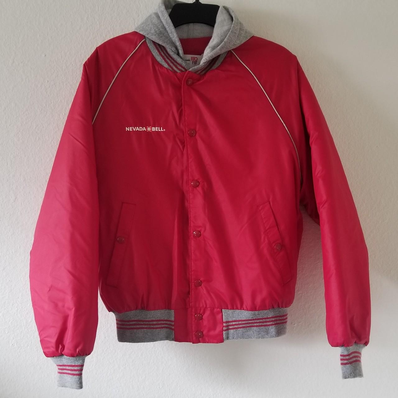 Men's Red and Grey Jacket Depop