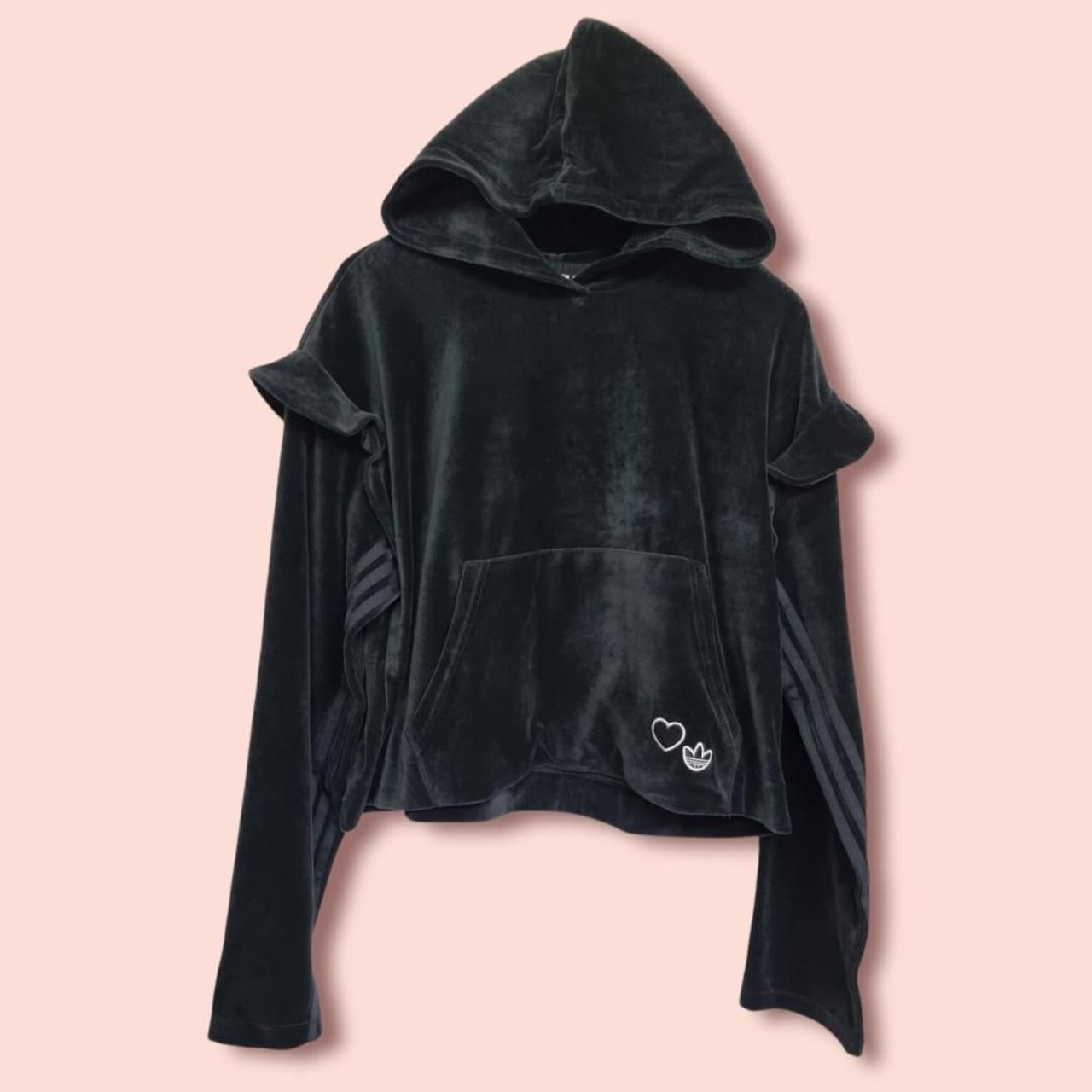 adidas black velour hoodie