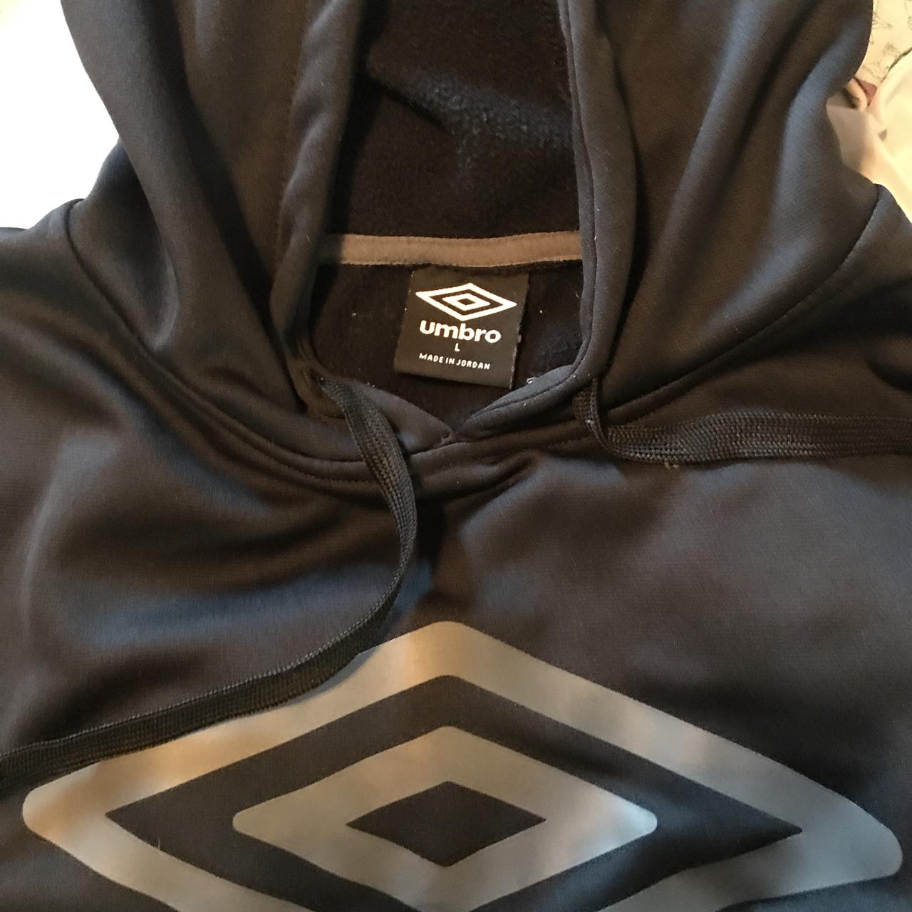 Umbro Black on Black hoodie Size L Condition Depop