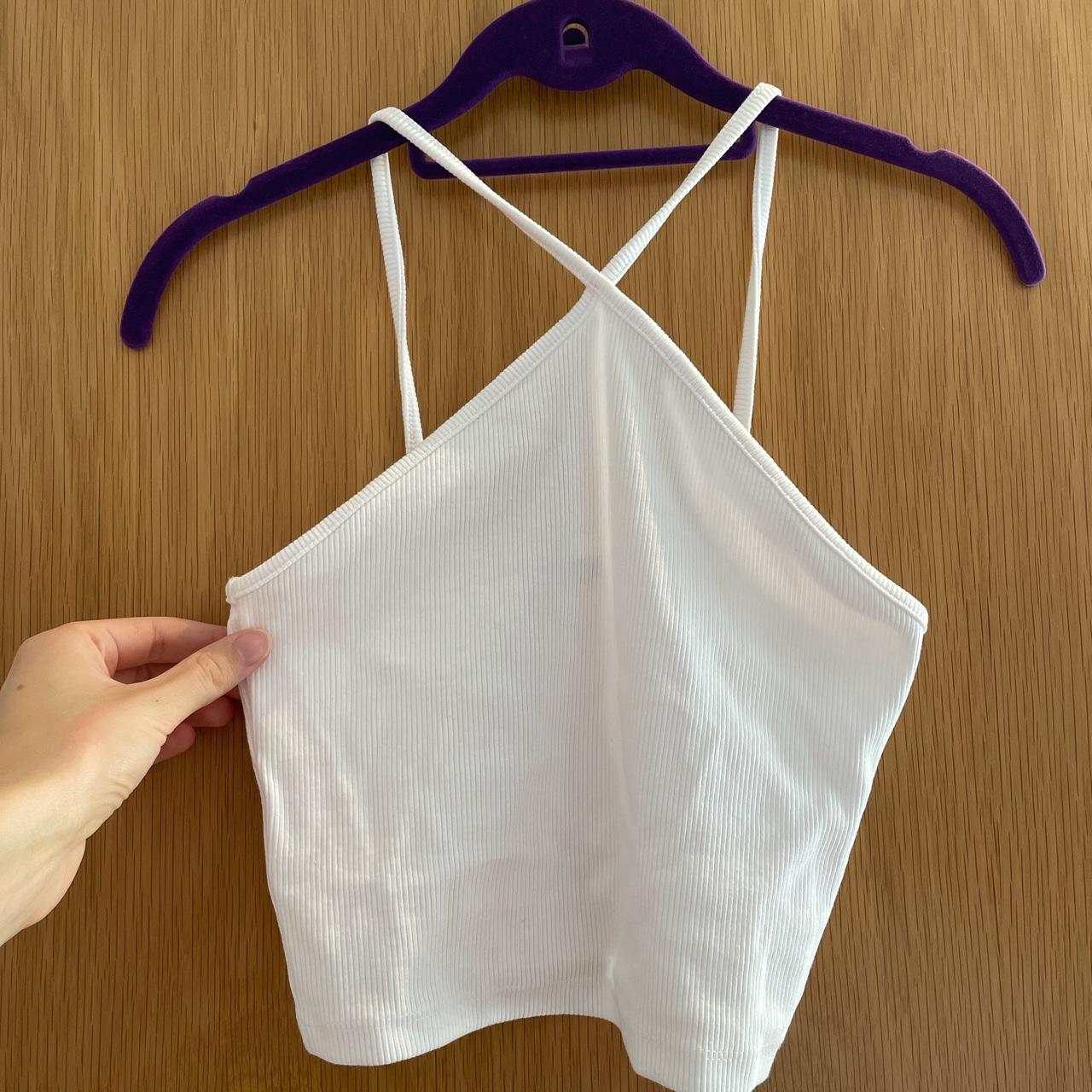 Zara crop top white size medium with criss cross... Depop