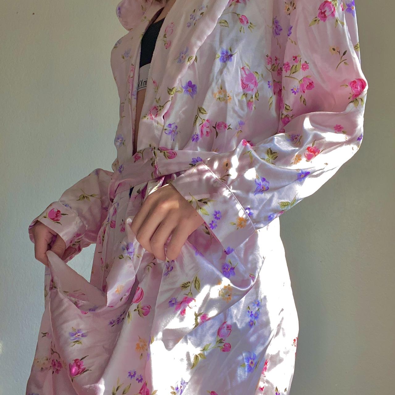 Product Image 2 - Pink floral silk robe, sleepwear,