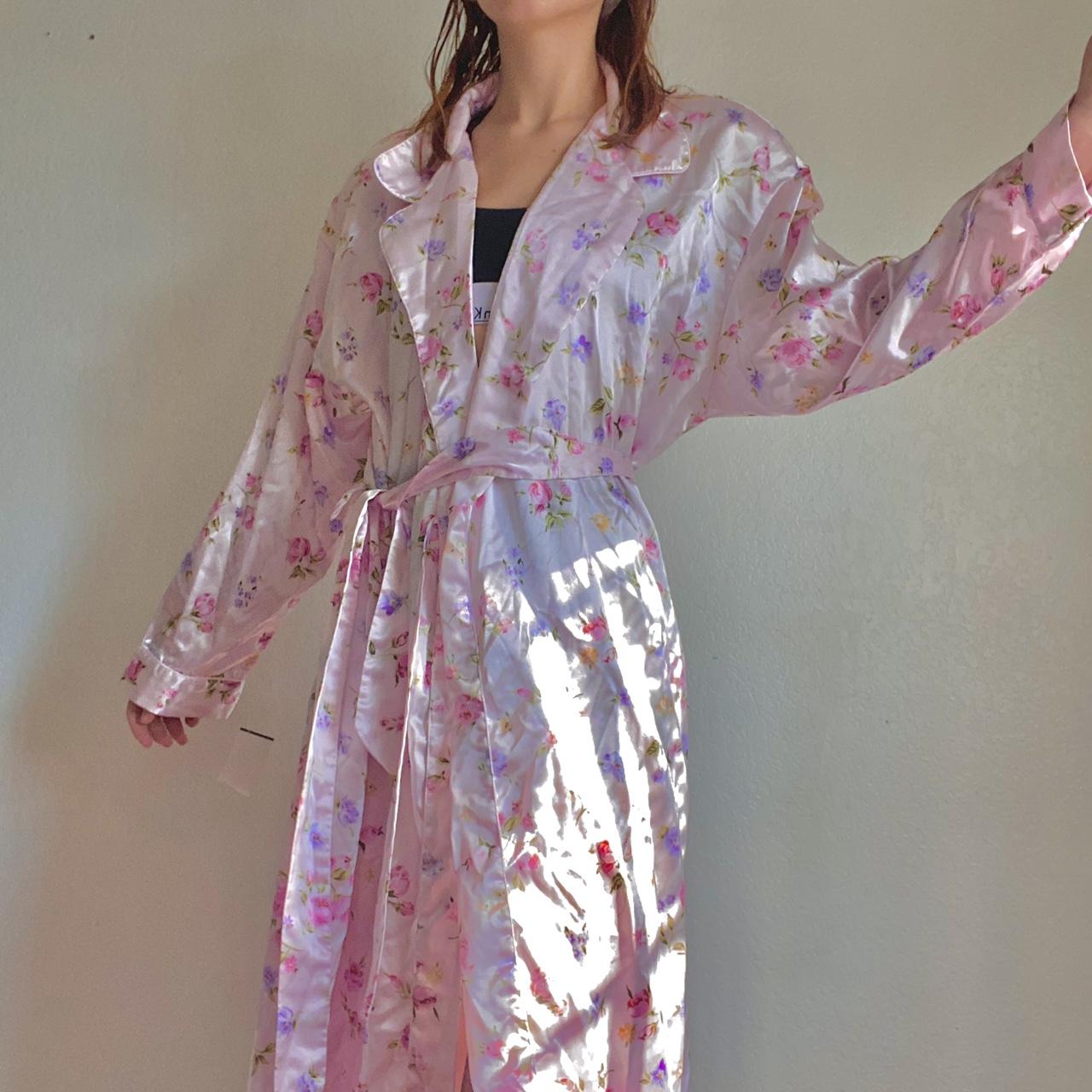 Product Image 3 - Pink floral silk robe, sleepwear,
