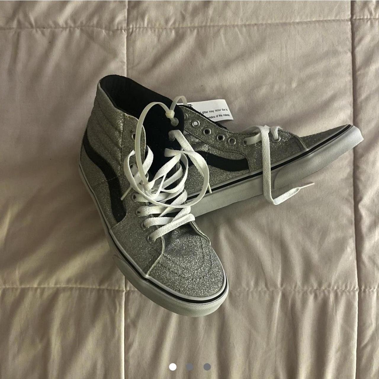 Silver glitter clearance high top vans