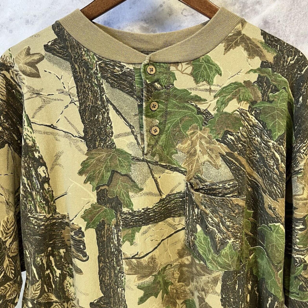 Realtree Nature Camo Henley Shirt Short Sleeve No... - Depop