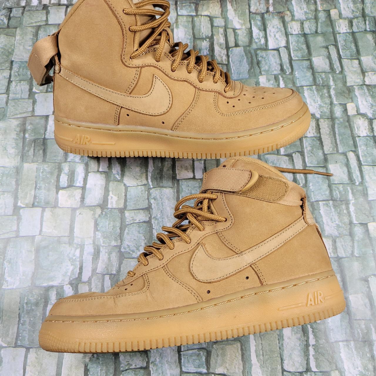 Nike Air Force 1 High Flax GS Sz 5.5Y Wheat Gum... - Depop