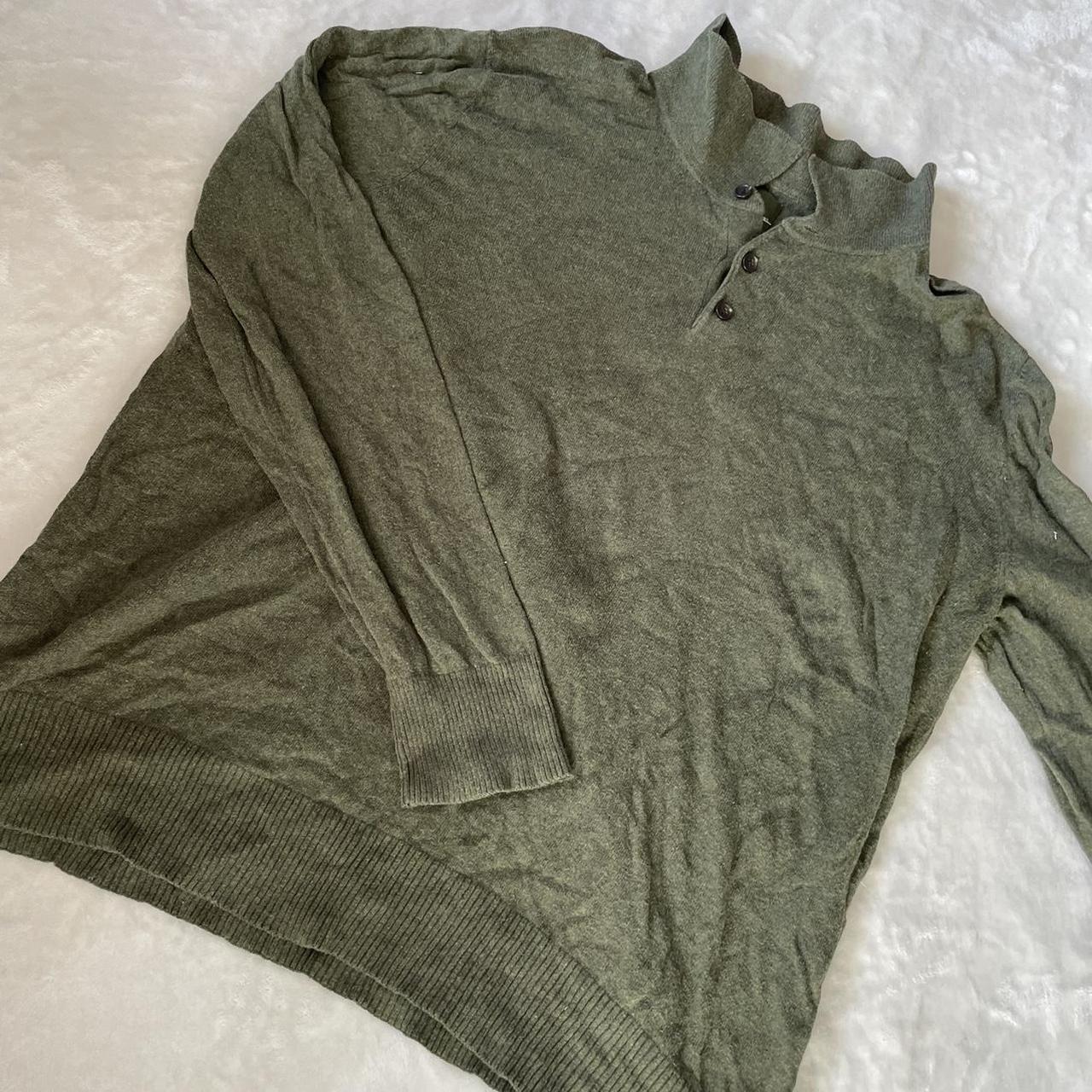 Eddie Bauer Vintage Olive Green Henley Button Down... - Depop