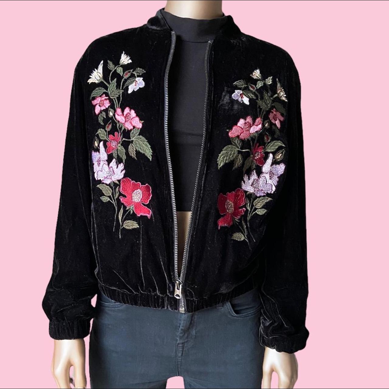 Topshop floral leather on sale jacket