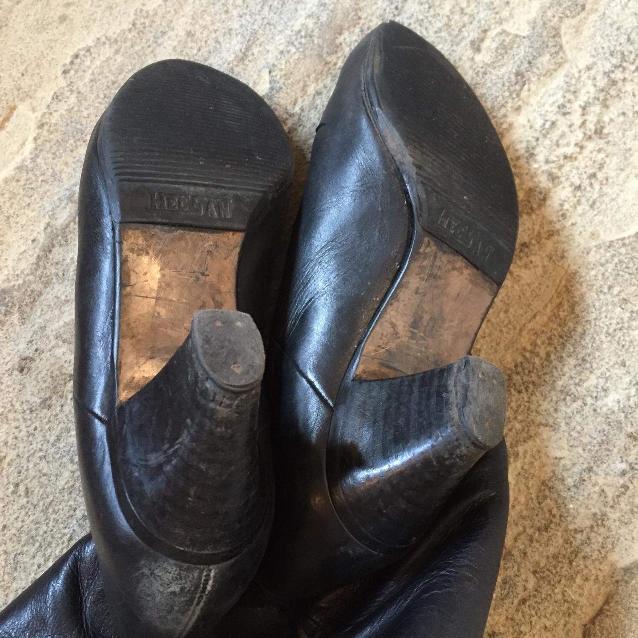 Vintage Black Leather Knee Boots | Size 5 | Can be... - Depop