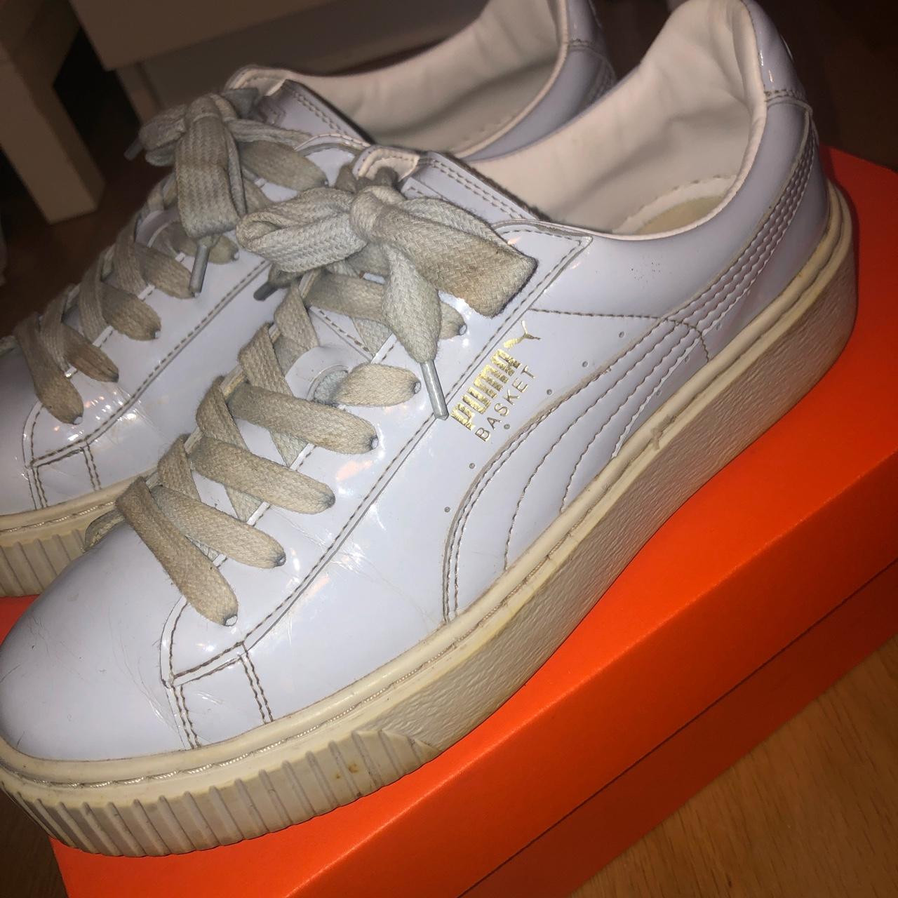 Patent Light Blue Puma Basket shoes, size 6.5, quite... - Depop