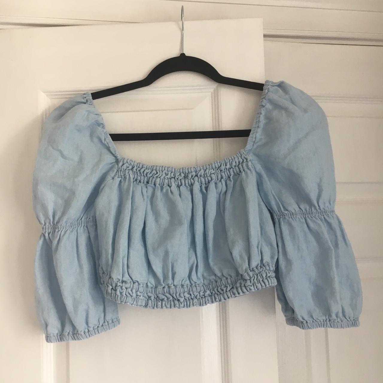 Zara puff sleeve square neck denim top 💙 - Never... - Depop