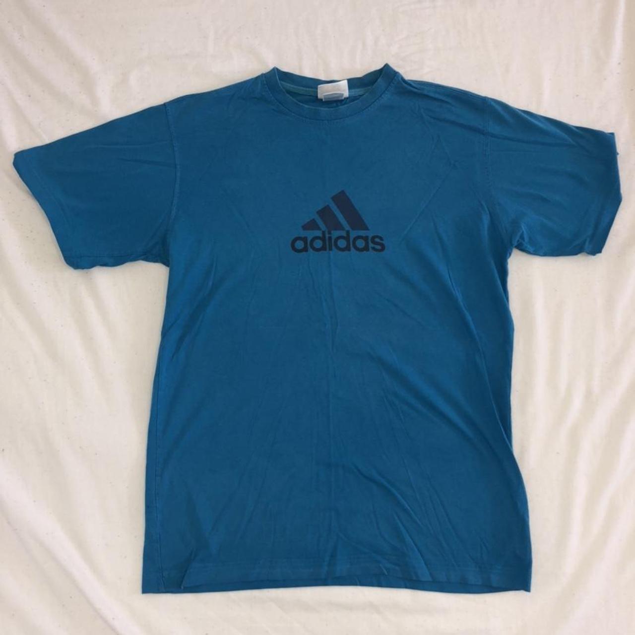 Adidas Men's Blue and Black T-shirt | Depop