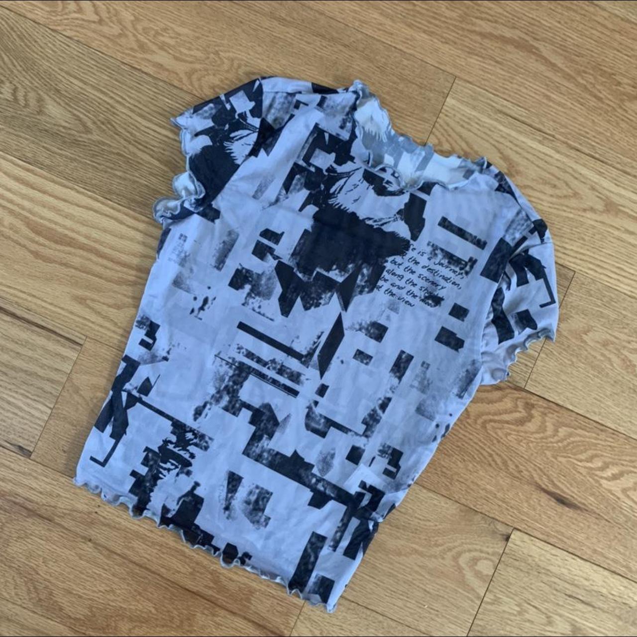 Women's Black and White Blouse Depop