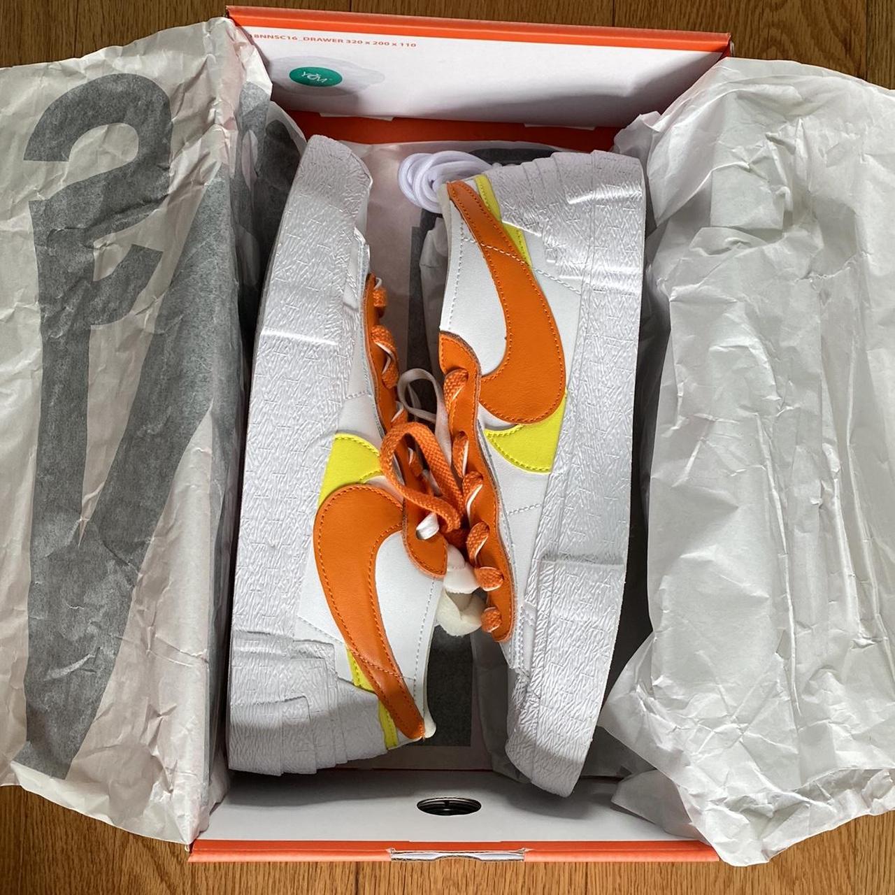 Nike Sacai Blazer low in white / magma-orange. In a... - Depop