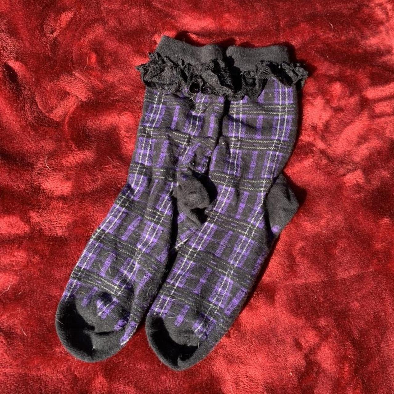 Killstar Women's Black and Purple Socks Depop