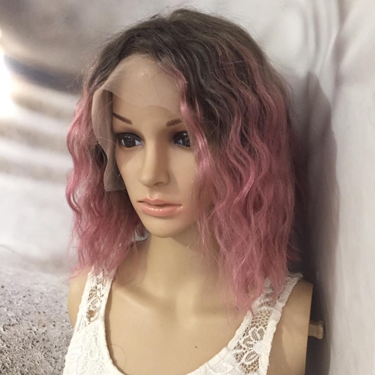 rose pink lace front wig