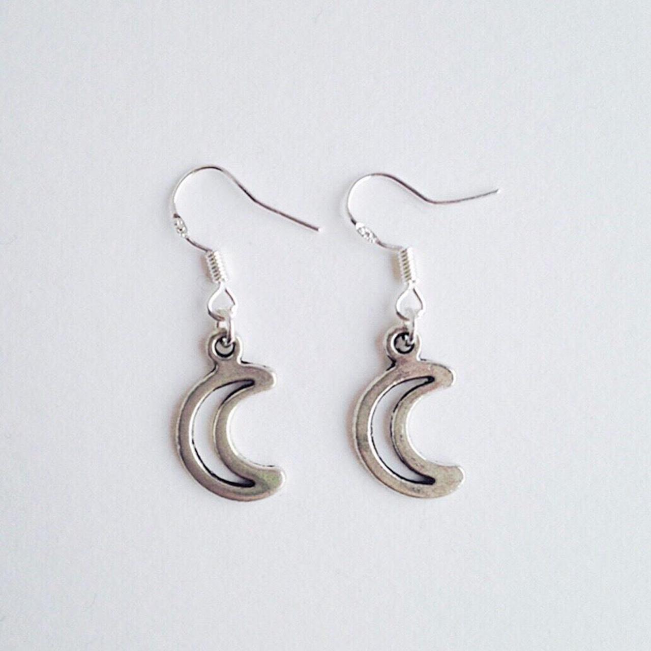 Sterling Silver Moon Earrings 10p Second Class - Depop