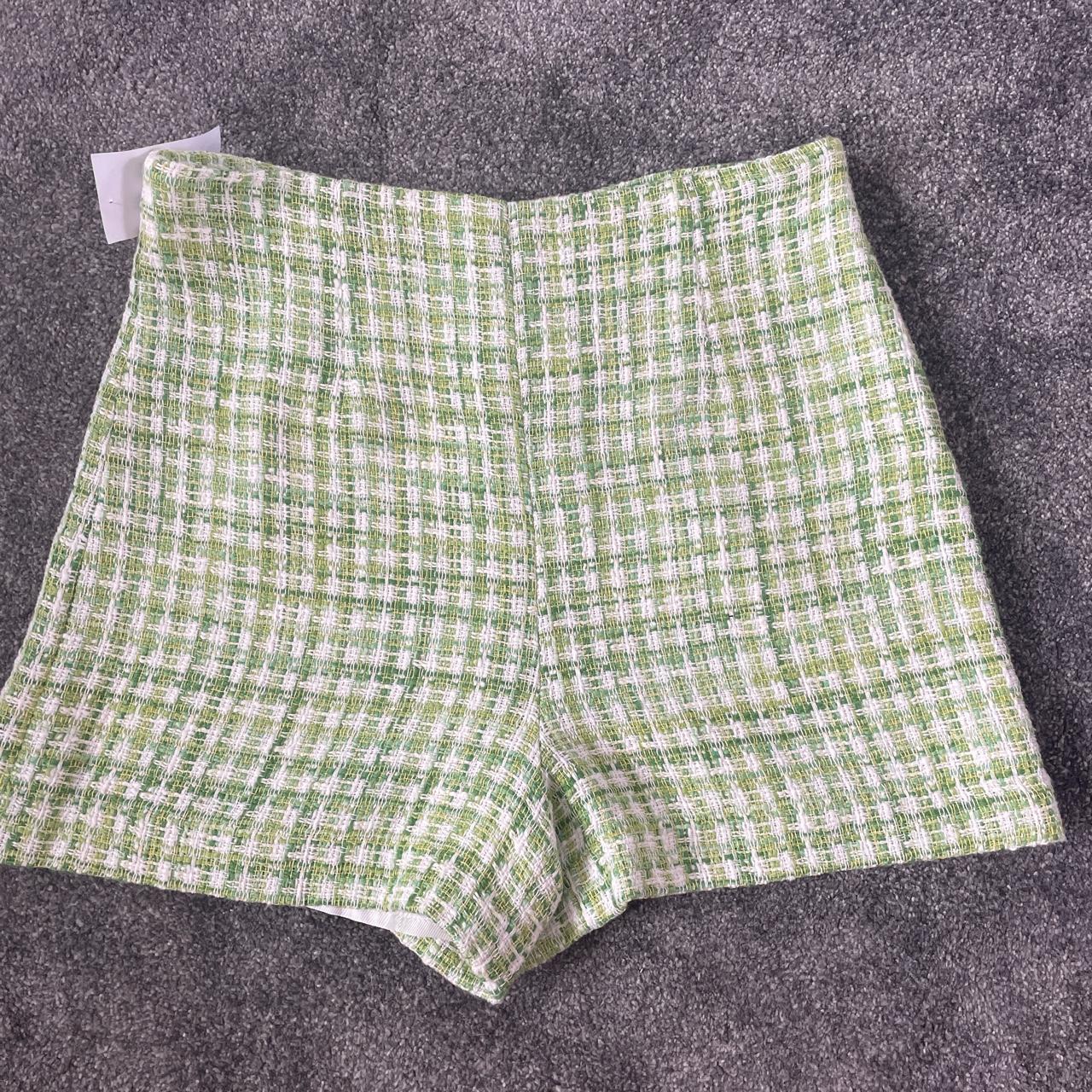 Zara green clearance tweed shorts