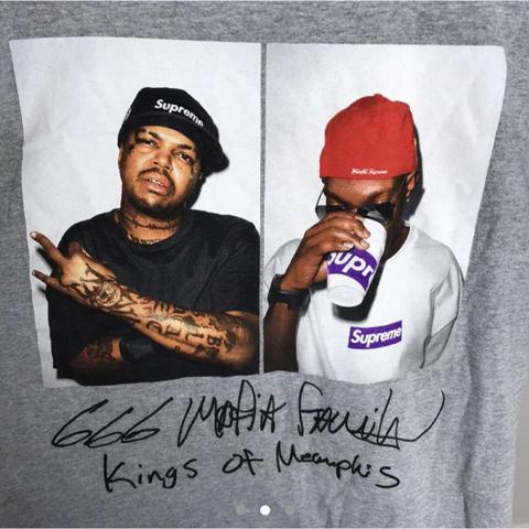 Supreme three six mafia tee (FW12). Grey. Medium.... - Depop