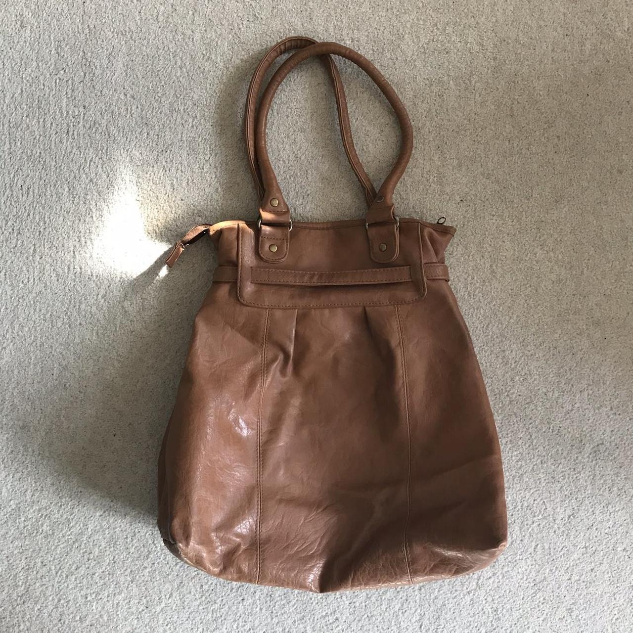 Lancôme brown faux leather bag Good condition, zip... - Depop