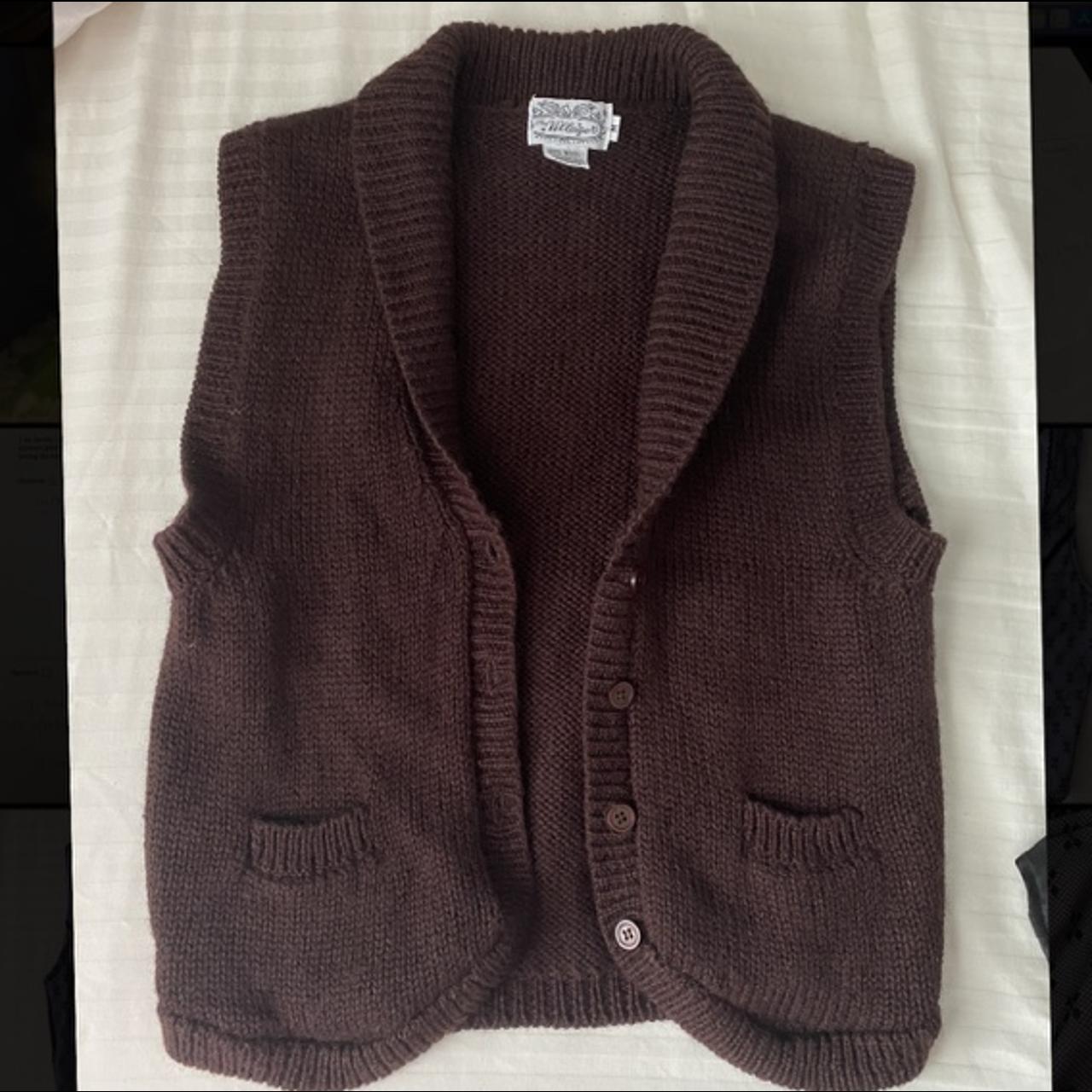 vintage brown sweater vest by “the villager” with... - Depop