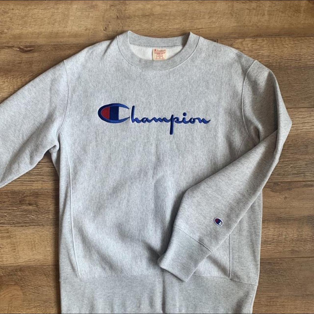 Champion Men's Grey Sweatshirt | Depop