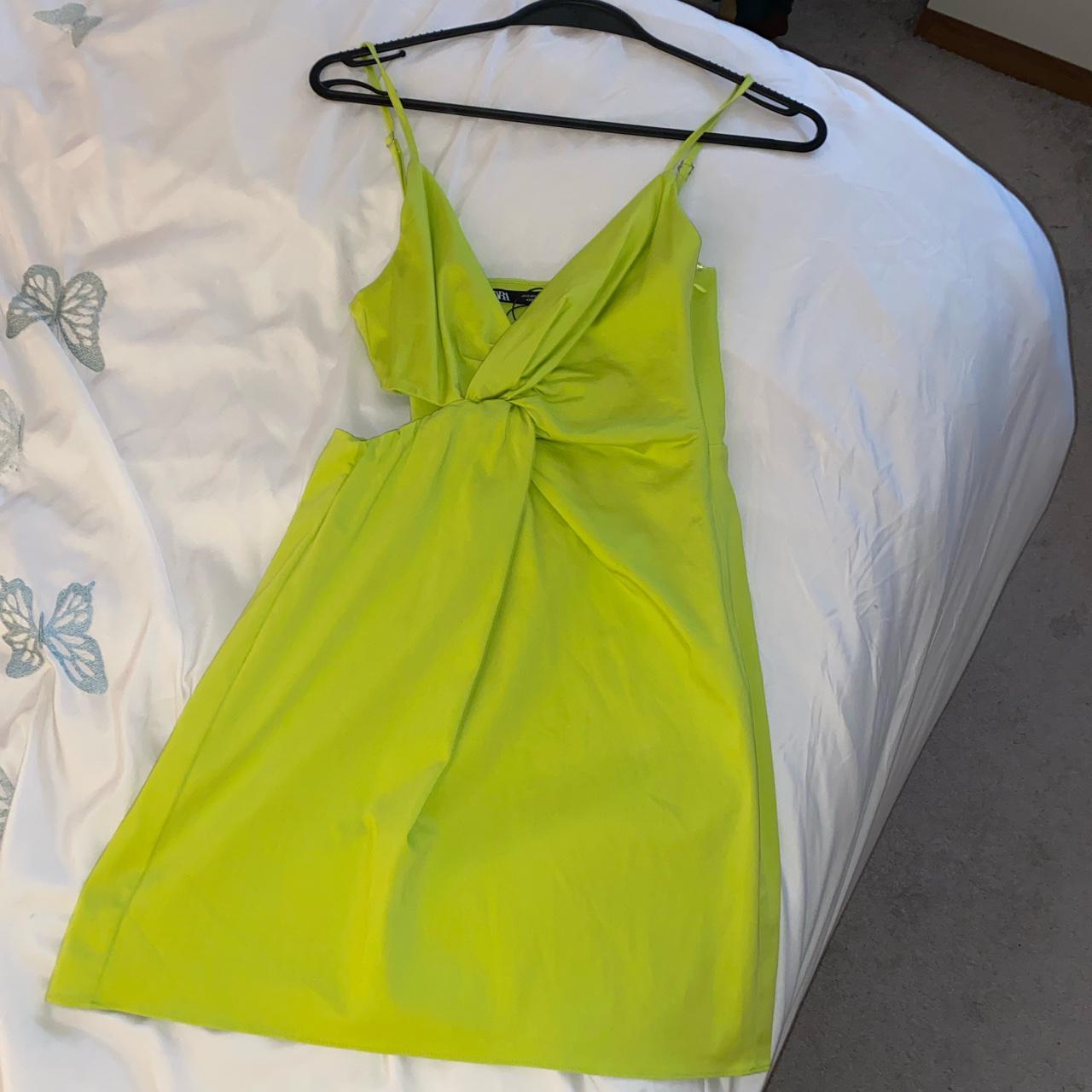 Green Cut Out Dress From Zara Size Xs Never Worn Depop